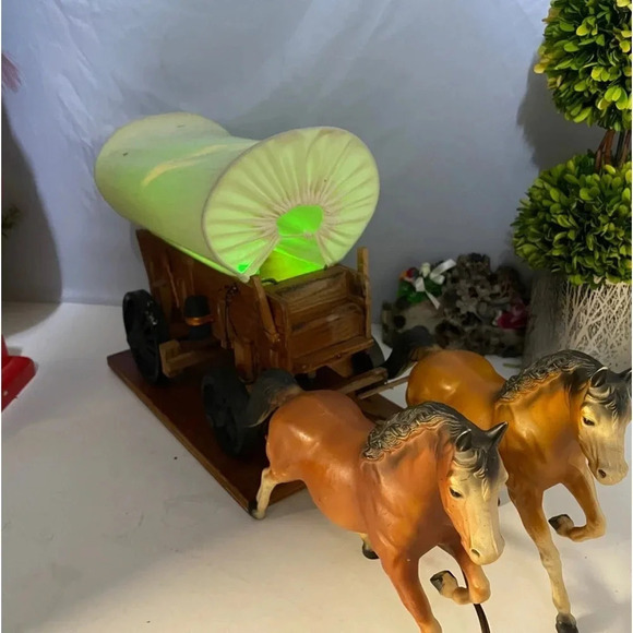 Vintage western 2 horse and wagon working plugin lamp rs01 - Picture 9 of 15